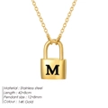 14K gold plated stainless steel necklace featuring a lock pendant with the letter M - Letter M Style