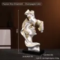 Nordic resin sculpture Kissing Lovers in champagne and silver finish for home decor - A Deep Kiss - Large / Champagne
