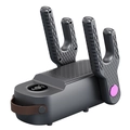 Portable gray shoe dryer with digital LED display, timer settings and leather handle - Double Cannon (US Plug)