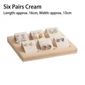 Bamboo wood 6-pair beige earring display tray with stud and dangle jewelry holders - 6 Slots - Beige