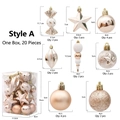 Set di 20 addobbi natalizi in oro rosa a forma di caramella e stella con varie finiture - Set da 20 Pezzi Champagne (Stile Zucca)