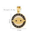 Golden Evil Eye pendant with black white enamel and crystals on white background - HD-74 Evil Eye Style