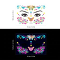 Adesivi tatuaggio viso neon con fiori e farfalle JFA-006 per trucco da festival - Polvere d'oro fluorescente JFA-006