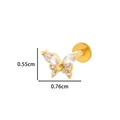 Golden butterfly lip stud in stainless steel with clear zircons, size 0.76cm by 0.55cm - Flying Butterfly (0155-9#) / Gold