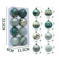 Set di palline di Natale dipinte in verde, oro e argento in scatola trasparente - verde scuro