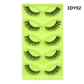 Detailed view of 5 pairs of black fox-eye cat-eye false eyelashes on a green tray - Natural Slim Long Style (3DY92)