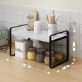 Kitchen countertop double-layer storage rack in black and white with 40.7x20x18cm size - 40cm Black Frame + White Board