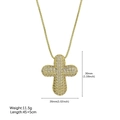Gold plated brass bubble cross pendant necklace with sparkling cubic zirconia on white background - Gold Thick Pave Cross (FP50490406)