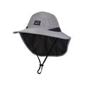 Grey wide brim sun hat with neck flap and breathable black mesh for outdoor hiking - Dark Gray