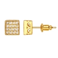 Boucles d'oreilles cubes dorées avec sertissage micro-pavé de pierres de zircone blanches - Doré