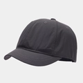 Detailed side view of quick-dry baseball cap in dark grey with short brim and air vents - Adjustable / Gray