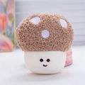 Cute brown plush mushroom charm with a smiling face and soft white dotted cap detail - Brown