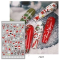 Close-up of F889 Christmas nail art stickers featuring Santa and snowflake designs - F889 (Bare Sheet)