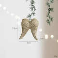 Champagne gold glitter angel wing ornaments for Christmas tree decoration 7.5x6cm - Champagne Resin Wings