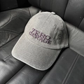 Detail of Zero Garage purple embroidery on washed gray cotton baseball cap - 58-60cm (Adjustable) / Dark Gray