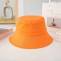 Close-up of bright orange cotton bucket hat showing detailed stitching and breathable holes - M / Small Brim / Orange