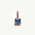 Rose gold round pendant featuring a square-cut blue gemstone for DIY necklaces - Rose Gold March