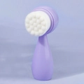 Purple cat paw silicone face cleanser brush with soft white bristles for deep pore massage - Small Standing Bump Facial Brush / Purple