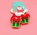 Christmas hair ties with green gift box charms on red elastic bands for kids - Red and Green Gift Box