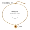 Collier en acier inoxydable plaqué or 18 carats avec zircon cœur rouge texturé - Or avec zircone rouge