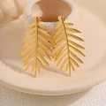 Elegant 18k gold plated leaf-shaped titanium steel stud earrings with shiny finish - Gold Leaf Shape
