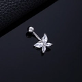 Silver butterfly belly button ring with sparkling zircon stones on a dark background - Four Zircon Butterfly Silver