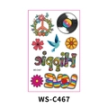 Autocollants de tatouage temporaire imperméable avec motifs hippie et symboles de paix - WS-C467/Style Disque Vinyle