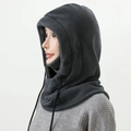 Pasamontañas de forro polar gris oscuro con capucha ajustable para protección de invierno - Talla única / Gris