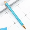Sparkling blue sequin retractable metal ballpoint pen with rose gold clip and accents - Blue Scale (Rose Gold Trim)