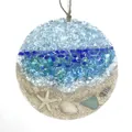 Macro shot of sea glass suncatcher with real sand, starfish, and colorful beach glass - Round/Gem Style / 5cm