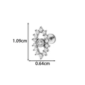Ohrstecker aus Titanstahl in Silber mit klarem Zirkonia-Cluster und Schraubverschluss - 2# Kranz-Stil (2623-2# Silber)