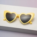 Fashionable heart-shaped sunglasses with bright yellow frames and dark UV400 lenses - Bright Yellow Frame Gray Lens