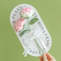 Handmade crochet bouquet with one white and one pink rose tied with elegant ribbon - Rose (Light Pink + Gradient Pink)