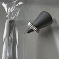 Minimalist silver textured open ring with vertical ridges on a grey display cone - Gear-like Stripe Ring (J2005)