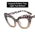 Cat eye glasses frame with top sand leopard and bottom light tea transparent finish - Frosted Leopard and Light Tea