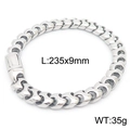 Pulsera cubana hip hop de acero inoxidable plateado de 9mm con cierre de caja seguro - 235*9mm
