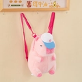 Pink Capybara plush backpack with cute blue hat detail and soft adjustable straps - Large Pink / Large 37cm