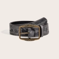 Vintage Y2K floral embossed leather belt with antique bronze buckle for jeans - Gray