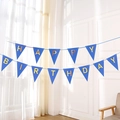Blue and gold foil Happy Birthday bunting banner for party wall decorations - Royal Blue
