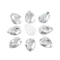 White teardrop crystal rhinestones with dual holes for sewing on DIY craft clothing - 13x18mm Clear White 50pcs/Pack