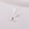925 sterling silver letter K pendant with sparkling zircon stones in a minimalist design - Letter K / Silver