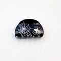 Black acrylic hair claw with white spider and web pattern for Halloween hair styling - Black Spider / 8.2cm