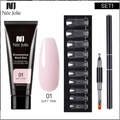 Solid nail extension gel set with 15ml soft pink polish, dual-ended brush, and nail molds - 3-Piece Set 01-Soft Pink