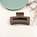 Matte dark brown large square hair claw clip for thick hair styling on white surface - 8.5cm Rectangular - Matte Coffee
