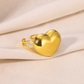 Macro shot of a polished gold heart ring featuring a double-layered adjustable band - Heart