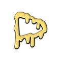 Melting yellow play button enamel brooch with black metal trim and glitter finish - Yellow (QHXZ1406)