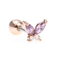 Butterfly cartilage stud in rose gold with purple and white cubic zirconia stones - Purple/Rose Gold/Small