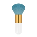 Fat kabuki foundation brush with cyan bristles, golden ferrule and white handle - Big Chubby White Gold Sapphire Blue Hair (With Net)