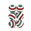 Set of 6 Christmas baubles with red and green glitter spirals on white base - White with Red Green Spiral Style(CJ188)