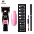 Extension gel kit with candy pink gel, 15ml tube, nail tips and dual-ended brush tool - 3-Piece Set 10-Candy Pink